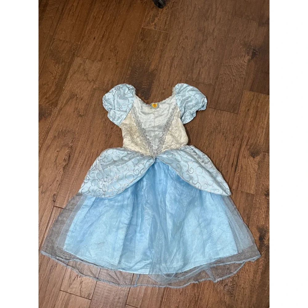 Disney Parks Cinderella Costume Dress Blue Silver Glitter Lace Girls Small S